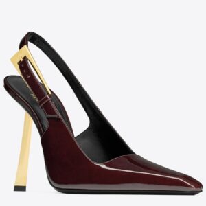 Replica Saint Laurent Lee Slingback Pumps in Burgundy Patent Leather