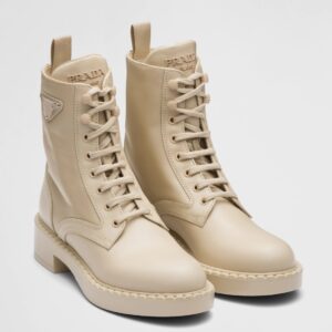 Replica Prada Ankle Boots in Beige Brushed Leather and Re-Nylon 102