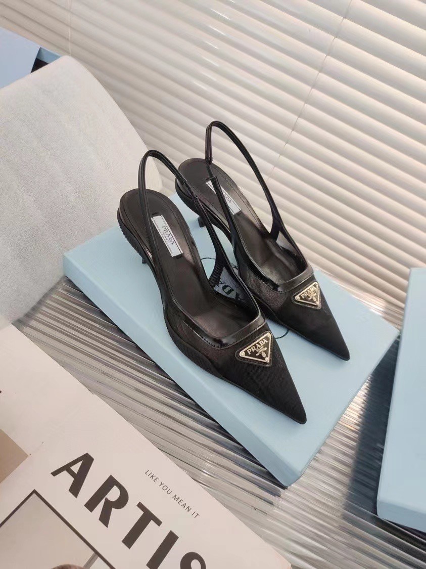 Replica Prada Slingback Pumps In Mesh Fabric 109