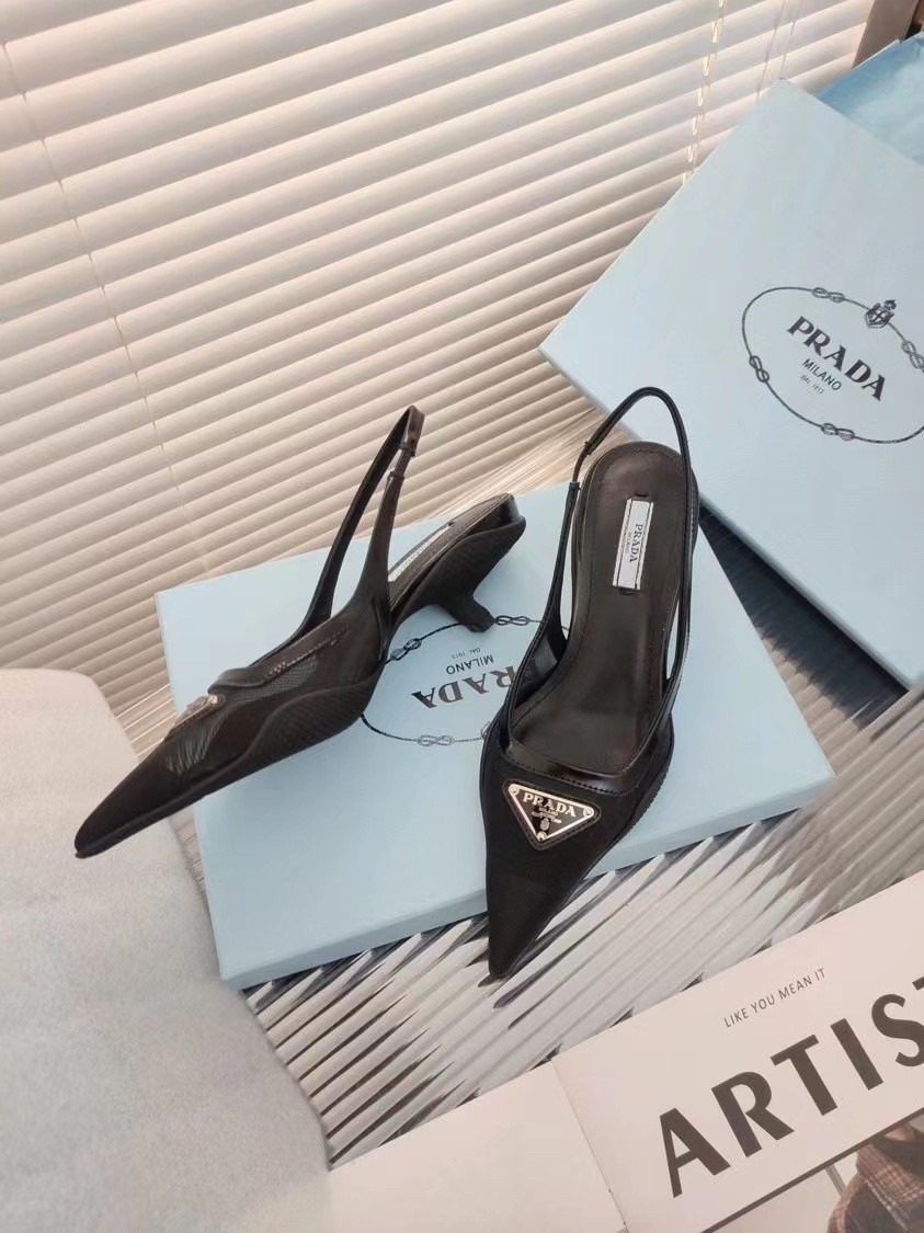 Replica Prada Slingback Pumps In Mesh Fabric 110