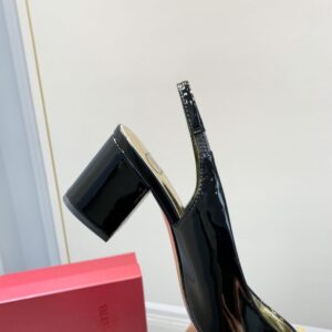 Replica Valentino One Stud Slingback Pumps 60mm In Black Patent Leather 2