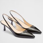 Replica Prada Slingback Pumps 55mm in Black Patent Leather