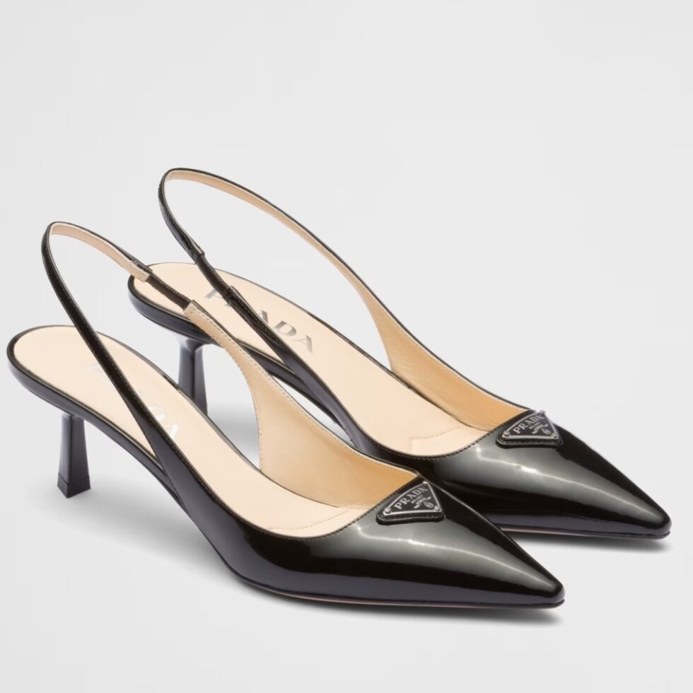 Replica Prada Slingback Pumps 55mm in Black Patent Leather 104