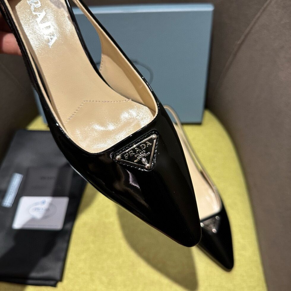 Replica Prada Slingback Pumps 55mm in Black Patent Leather 105