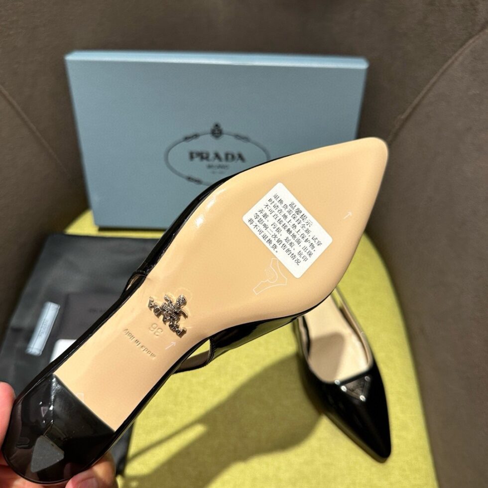 Replica Prada Slingback Pumps 55mm in Black Patent Leather 107