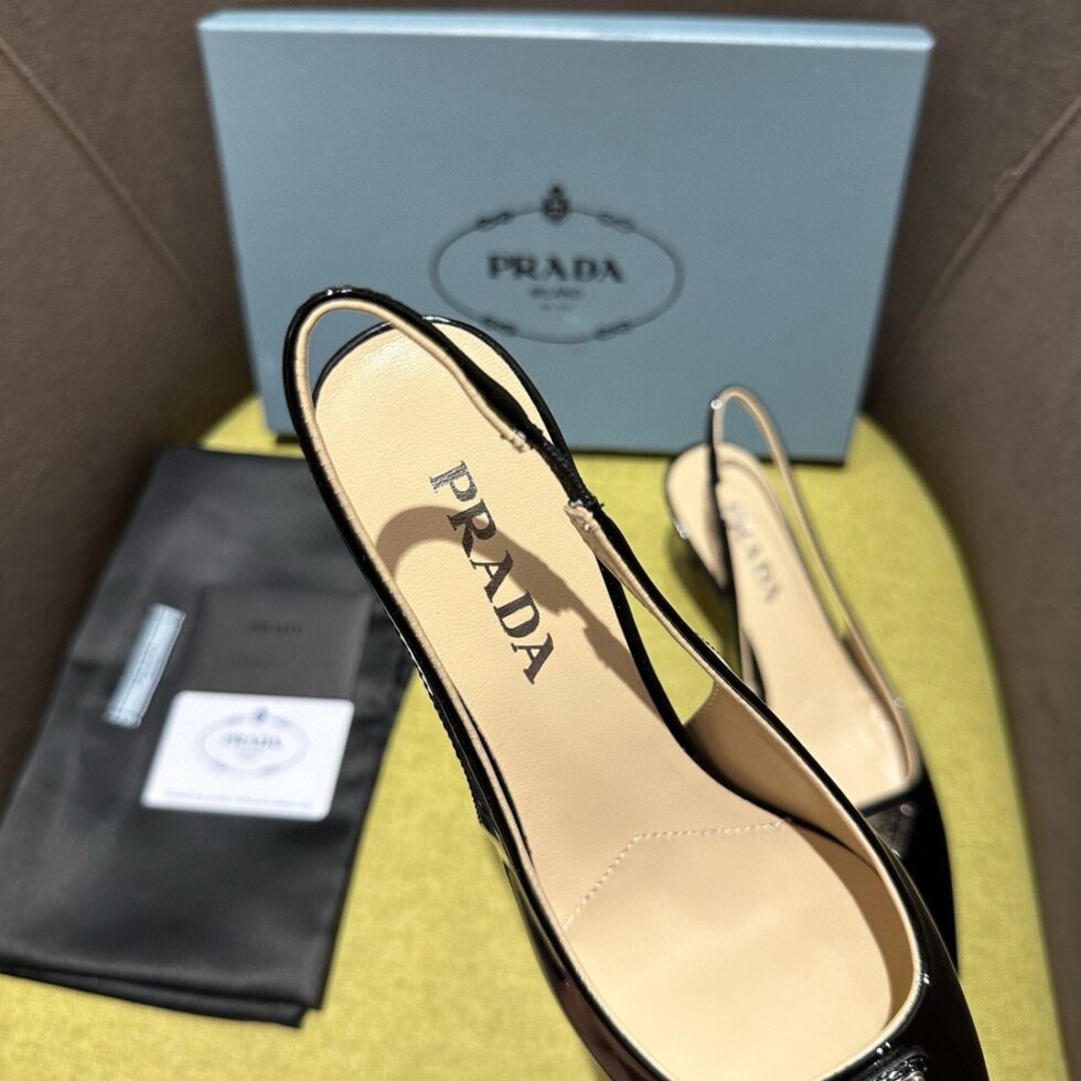 Replica Prada Slingback Pumps 55mm in Black Patent Leather 108