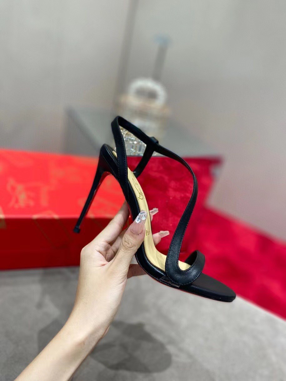 Replica Christian Louboutin Rosalie 100mm Sandals In Black Leather 106