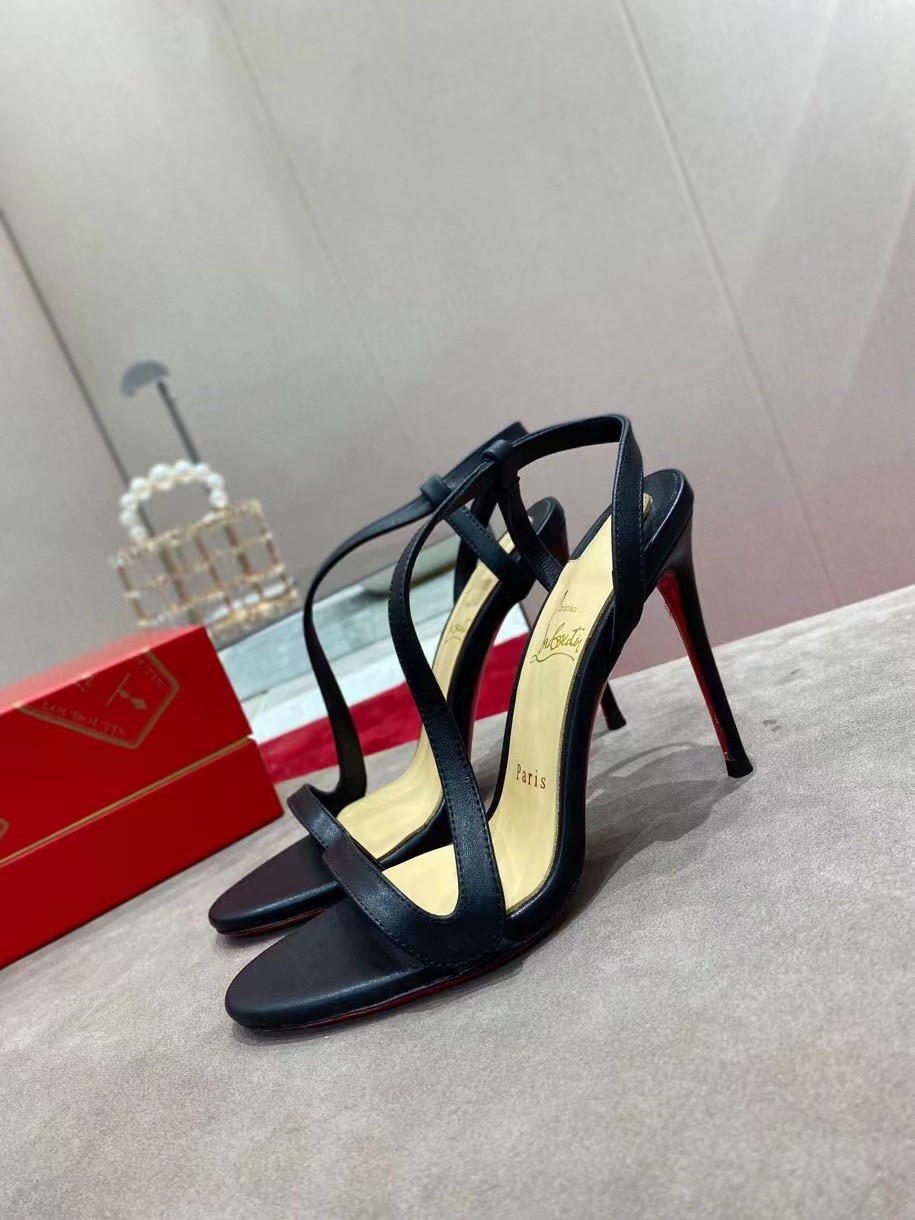 Replica Christian Louboutin Rosalie 100mm Sandals In Black Leather 108