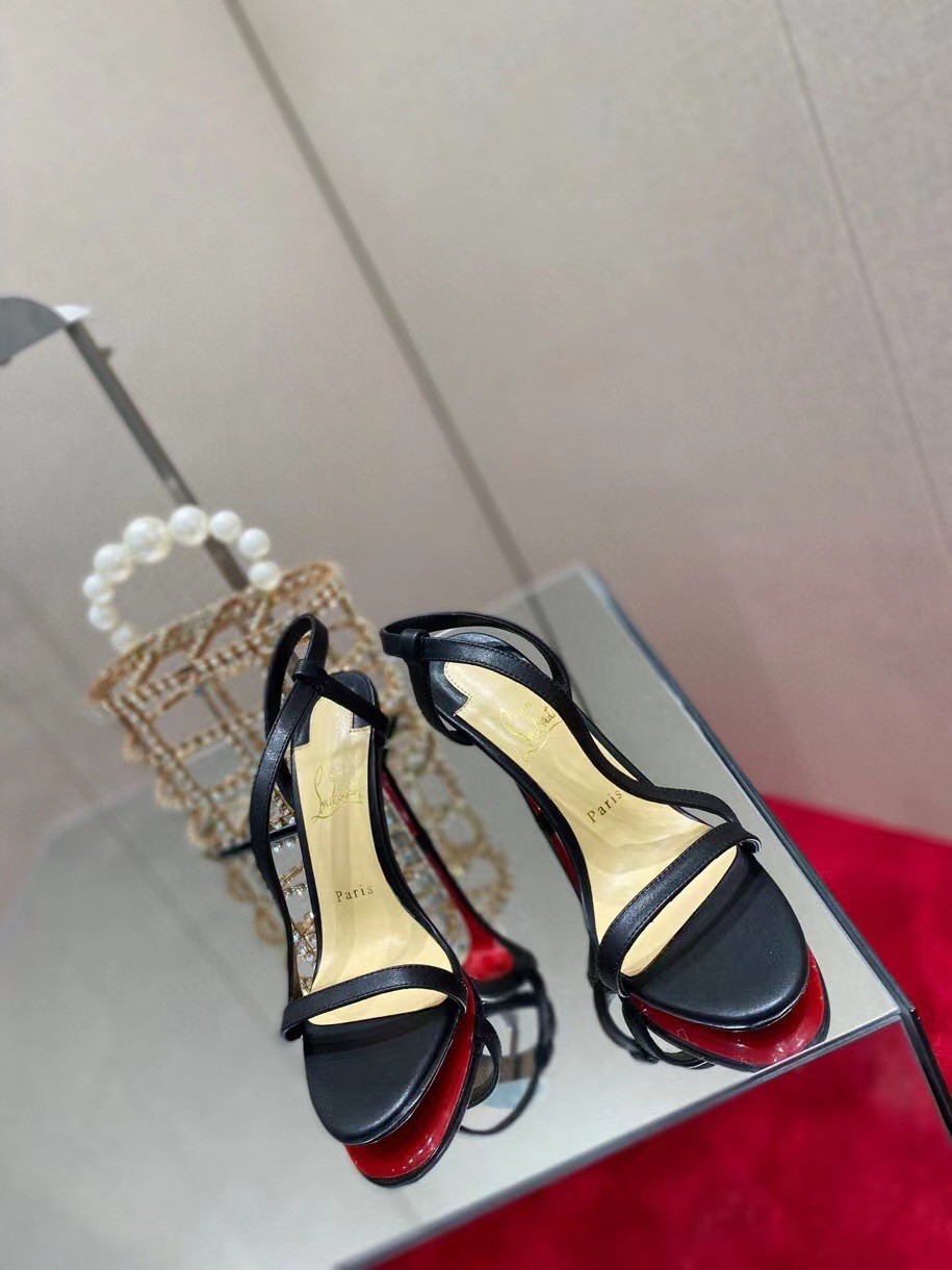 Replica Christian Louboutin Rosalie 100mm Sandals In Black Leather 109