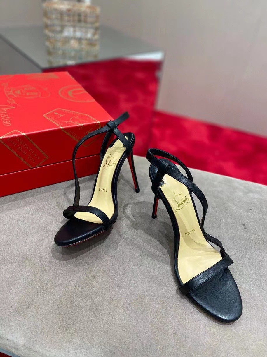 Replica Christian Louboutin Rosalie 100mm Sandals In Black Leather 110