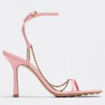 Replica Bottega Veneta Stretch Chain Sandals In Pink Lambskin