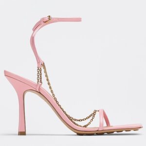 Replica Bottega Veneta Stretch Chain Sandals In Pink Lambskin