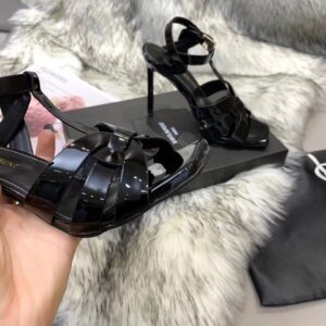 Replica Saint Laurent Tribute Sandals 105 In Black Patent Leather 2