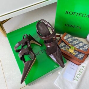 Replica Bottega Veneta BV Point Slingback Sandals In Chocolate Lambskin 2