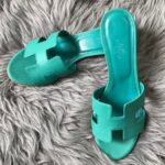 Replica Hermes Oasis Slide Sandals 50mm In Vert Verone Epsom Calfskin