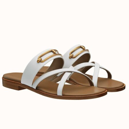 Replica Hermes Claire Sandals In White Calfskin