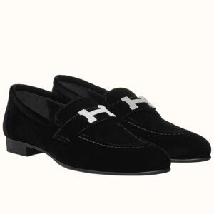 Replica Hermes Women’s Paris Loafers In Black Velvet