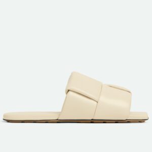 Replica Bottega Veneta Patch Flat Slides In White Lambskin