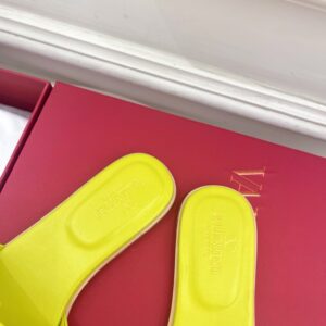 Replica Valentino VLogo Cut-out Slide Sandals in Yellow Leather 2