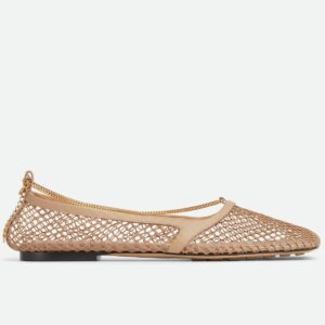 Replica Bottega Veneta Stretch Ballerina Flats In Beige Mesh