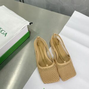 Replica Bottega Veneta Stretch Ballerina Flats In Beige Mesh 2