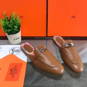 Replica Hermes Oz Mules In Brown Calfskin 2