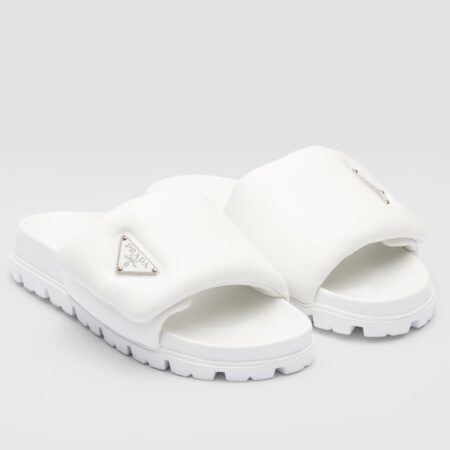 Replica Prada Slides In White Soft Padded Nappa Leather