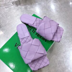 Replica Bottega Veneta Lido Slides In Lavender Intreccio Lambskin 2