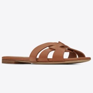 Replica Saint Laurent Tribute Slides In Tan Calfskin