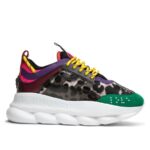 Replica Versace Women’s Multicolour Chain Reaction Sneakers With Leopard Print