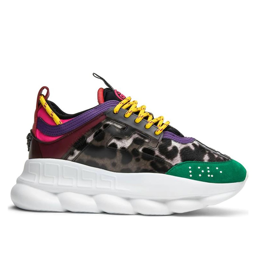 Replica Versace Women’s Multicolour Chain Reaction Sneakers With Leopard Print 104