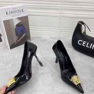 Replica Versace La Medusa Pumps 105mm In Black Patent Leather 2