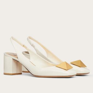 Replica Valentino One Stud Slingback Pumps 60mm In White Patent Leather