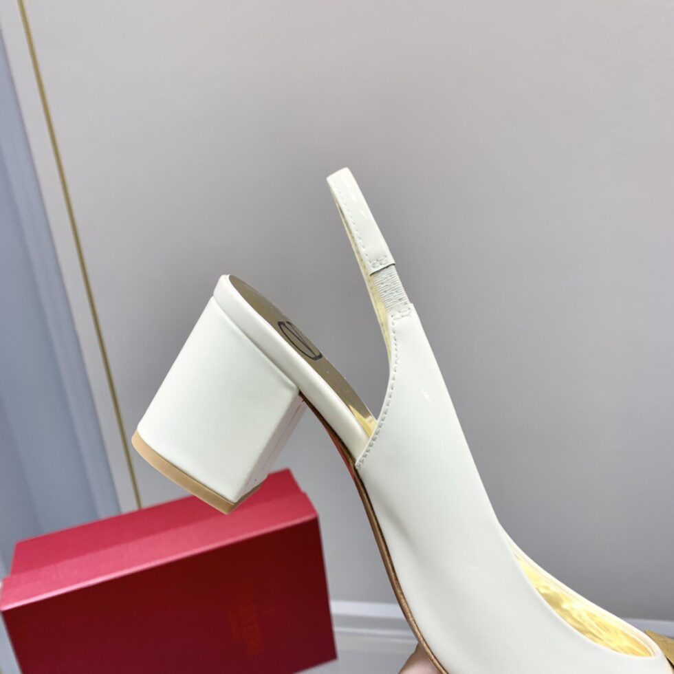 Replica Valentino One Stud Slingback Pumps 60mm In White Patent Leather 105