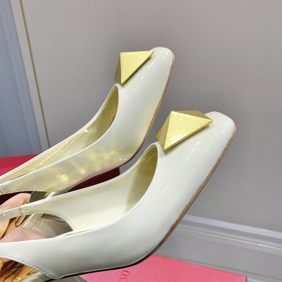 Replica Valentino One Stud Slingback Pumps 60mm In White Patent Leather 109