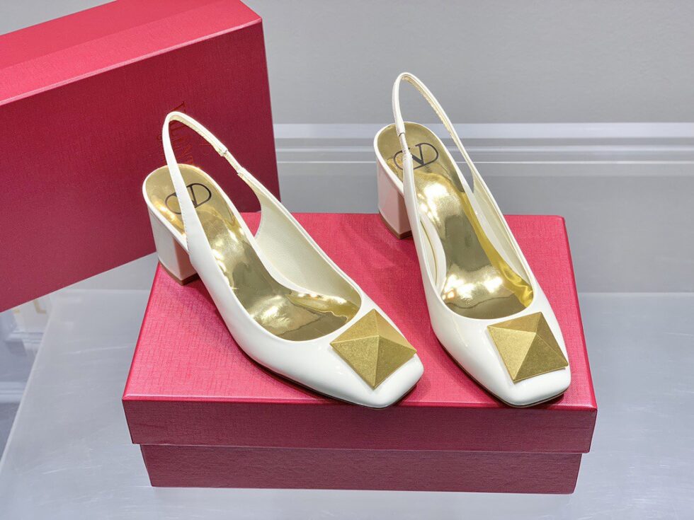 Replica Valentino One Stud Slingback Pumps 60mm In White Patent Leather 110